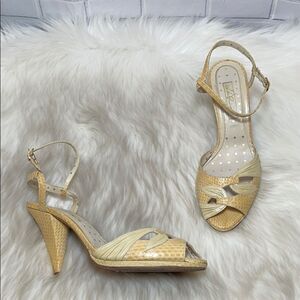 Lulu Guinness Ivory C?ream Snakeskin Heels‎ Sz 37.5